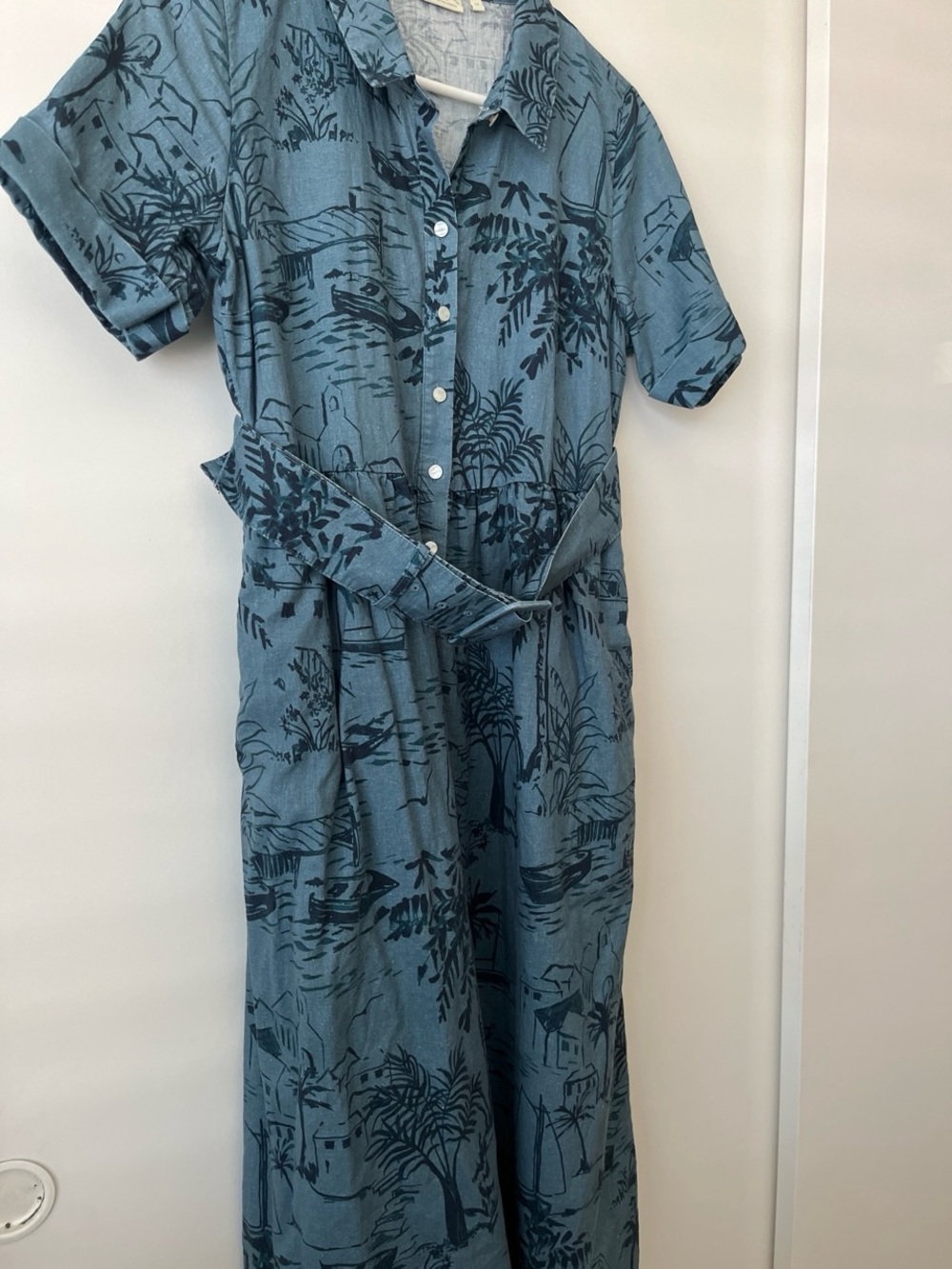 Spartina 449 Blue Printed Button-Front Dress - Picture 3 of 7